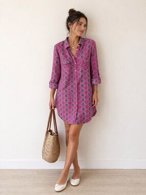 La Chemise Tropézienne Cotton Silk Button Front Saint Tropez Shirt Size S